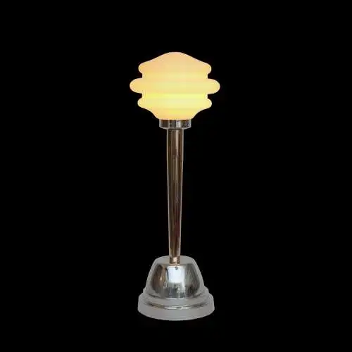 Art Deco Tischleuchte "SPACE DECK" Bi-Color 70er Jahre Tischlampe Lampe Chrom