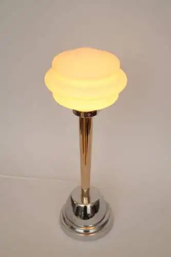 Art Deco Tischleuchte "SPACE DECK" Bi-Color 70er Jahre Tischlampe Lampe Chrom