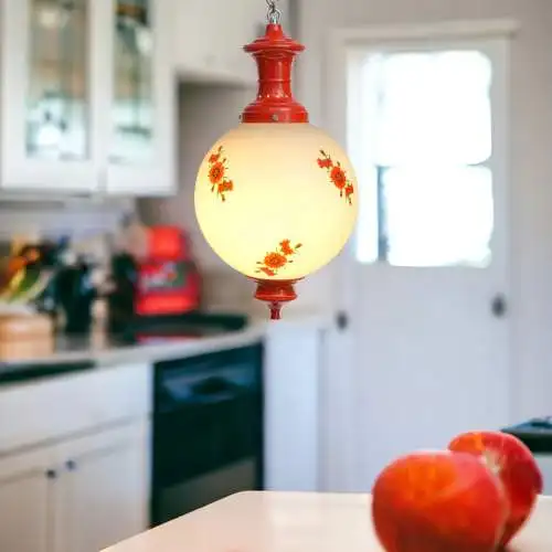 Jugendstil Hängeleuchte "POPPY BLOSSOM" Deckenlampe Hängelampe rot selten