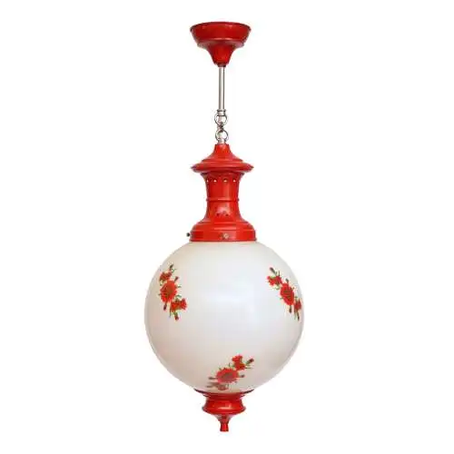 Jugendstil Hängeleuchte "POPPY BLOSSOM" Deckenlampe Hängelampe rot selten