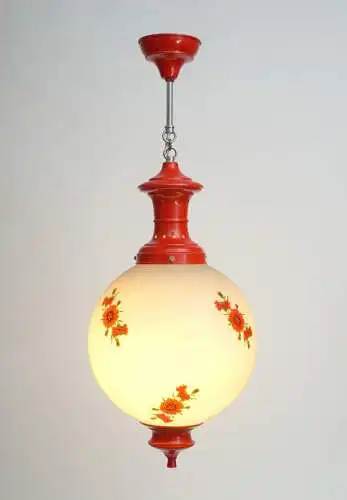 Jugendstil Hängeleuchte "POPPY BLOSSOM" Deckenlampe Hängelampe rot selten