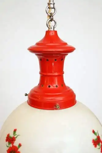 Jugendstil Hängeleuchte "POPPY BLOSSOM" Deckenlampe Hängelampe rot selten