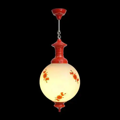 Jugendstil Hängeleuchte "POPPY BLOSSOM" Deckenlampe Hängelampe rot selten