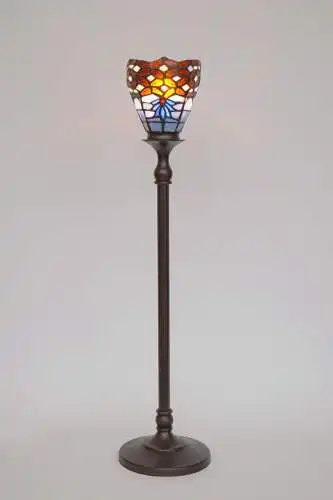 Tiffany Tischfluter Tischlampe "UP" Tischleuchte 65 cm hoch patiniert Jugendstil
