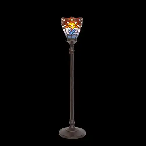 Tiffany Tischfluter Tischlampe "UP" Tischleuchte 65 cm hoch patiniert Jugendstil