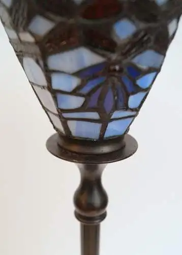 Tiffany Tischfluter Tischlampe "UP" Tischleuchte 65 cm hoch patiniert Jugendstil