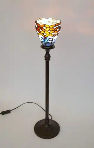 Tiffany Tischfluter Tischlampe "UP" Tischleuchte 65 cm hoch patiniert Jugendstil