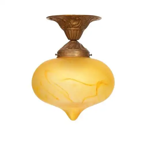 Art Deco Deckenleuchte Hängelampe "MALMÖ" Messinglampe 1920