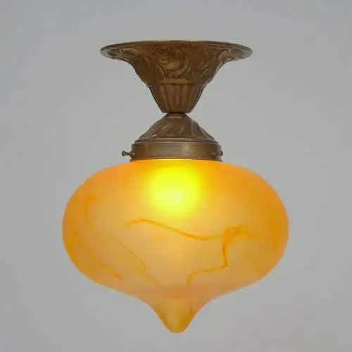 Art Deco Deckenleuchte Hängelampe "MALMÖ" Messinglampe 1920