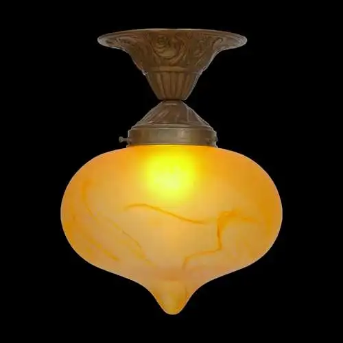 Art Deco Deckenleuchte Hängelampe "MALMÖ" Messinglampe 1920