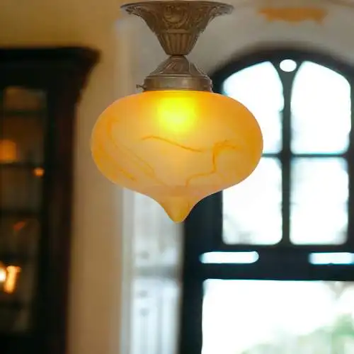 Art Deco Deckenleuchte Hängelampe "MALMÖ" Messinglampe 1920