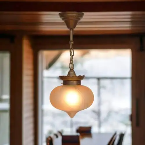 Art Deco Deckenleuchte Hängelampe "OSLO" Messinglampe 1920