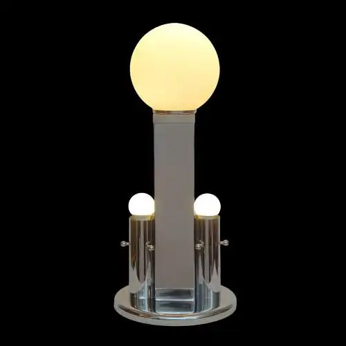 70er Design Tischleuchte "THE SIDEMEN" Unikat Chrom Schreibtischlampe Space Age