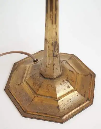 Original Jugendstil Tischlampe "BLUE DELILAH" Messinglampe 1910 Tischleuchte