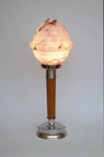 ART DECO Design Tischlampe Schreibtischlampe Unikat "NIKKEI TOWER" antikes Glas