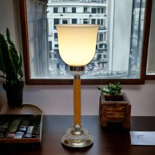 ART DECO Design Tischlampe Schreibtischlampe Unikat "JAPON SUN" Bauhaus Glas