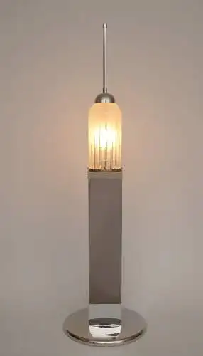 Große Design Tischleuchte "EMPIRE STATE" Unikat Chrom 70er Tischlampe