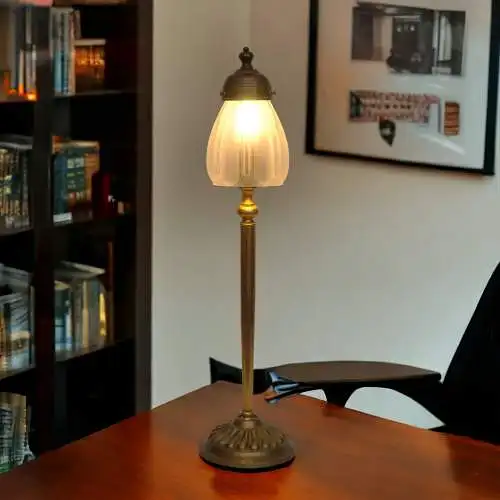 Art Déco Tischleuchte "LIZZY" Messinglampe Tischlampe Lampe Empire
