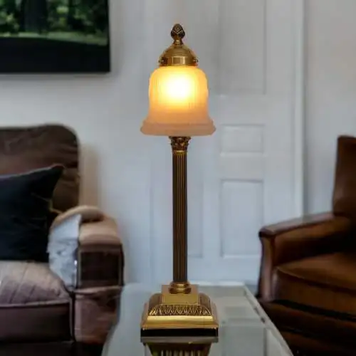 Art Déco Tischleuchte "THE CROWN" Messinglampe Tischlampe Lampe Empire