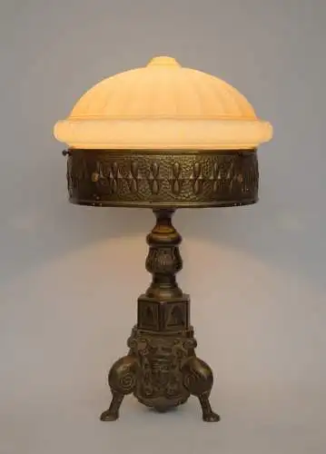 Jugendstil Salonleuchte "EMPIRE" Unikat Messinglampe schwere Schreibtischlampe