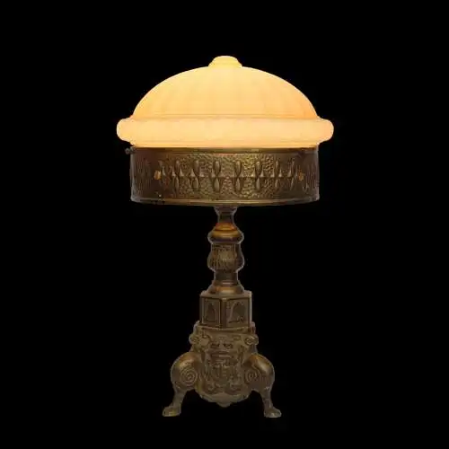 Jugendstil Salonleuchte "EMPIRE" Unikat Messinglampe schwere Schreibtischlampe