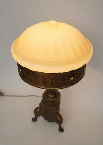 Jugendstil Salonleuchte "EMPIRE" Unikat Messinglampe schwere Schreibtischlampe