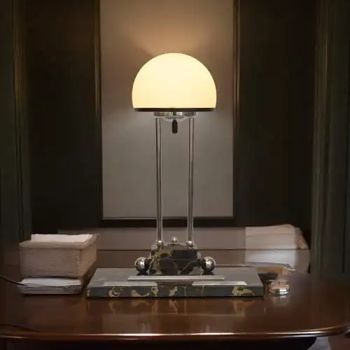 Unikat Design Art Deco Schreibtischleuchte "CONSTITUTION" Marmor Tischlampe