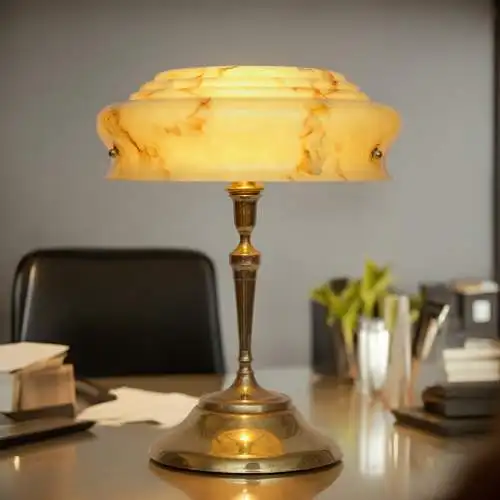 Unikat Design Art Deco Schreibtischleuchte "PASING" Tischlampe Messinglampe