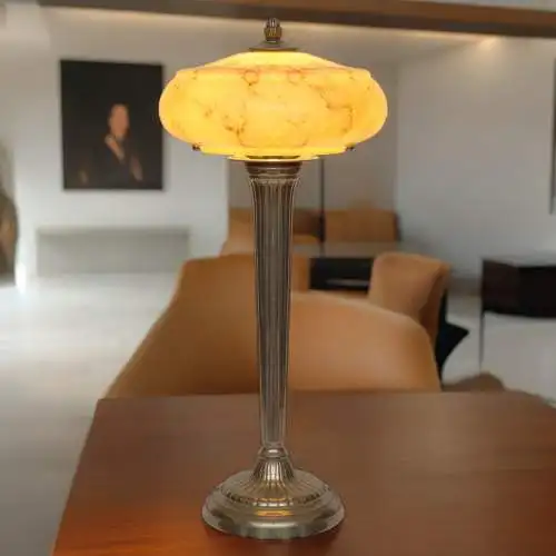 Unikat Art Deco Design Tischleuchte "GALAXIS" Einzelstück Tischlampe Nickel