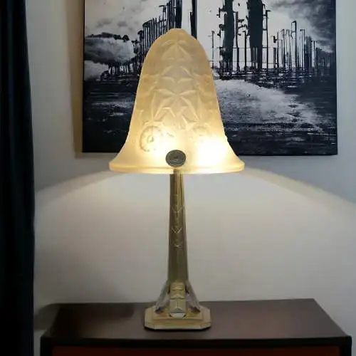 Signierte original französische Art Deco Tischlampe "LA CHIMERE PARIS"  1920