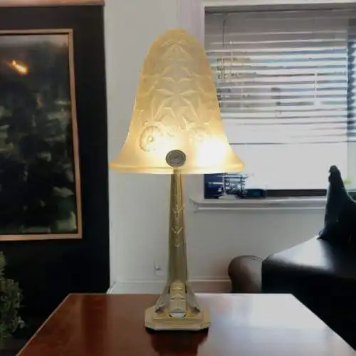 Signierte original französische Art Deco Tischlampe "LA CHIMERE PARIS"  1920