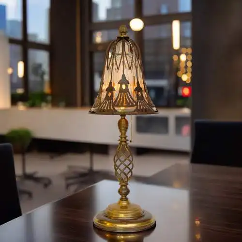 Jugendstil Design Tischlampe "MAGIC MUSHROOM" Einzelstück Messinglampe