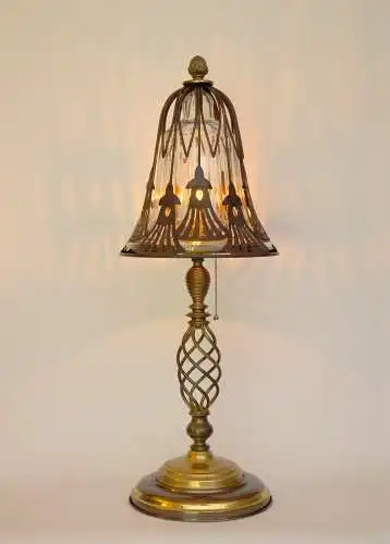 Jugendstil Design Tischlampe "MAGIC MUSHROOM" Einzelstück Messinglampe