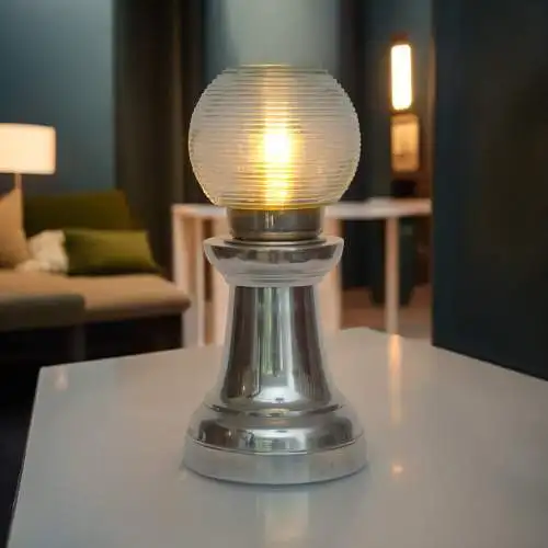 Art Deco Design Tischleuchte "SILVER LIGHTHOUSE" Unikat Tischlampe Lampe