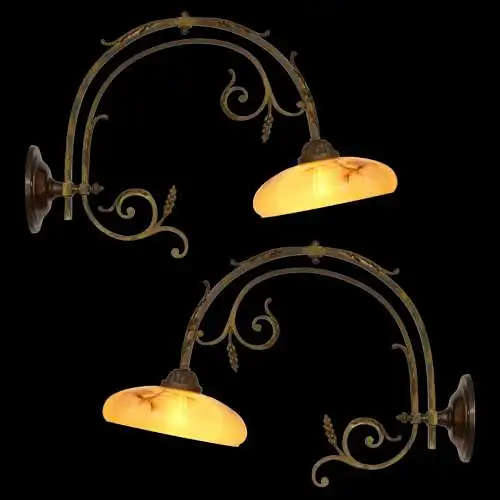 2 Stk. große original Jugendstil Wandleuchte Messinglampe Wandlampe 1910 Lampe