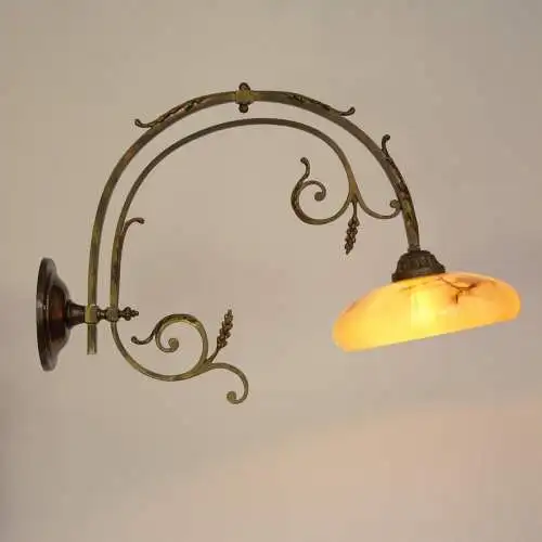 2 Stk. große original Jugendstil Wandleuchte Messinglampe Wandlampe 1910 Lampe