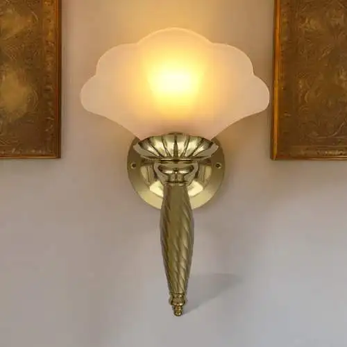 2 Stück Art Deco Wandleuchte "GOLD SHELL" Messinglampe Unikate Wandlampe