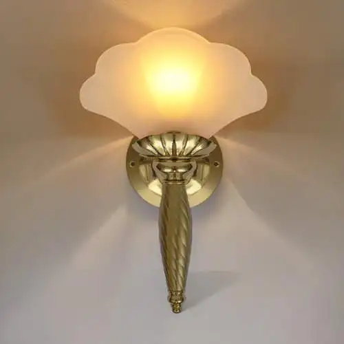 2 Stück Art Deco Wandleuchte "GOLD SHELL" Messinglampe Unikate Wandlampe