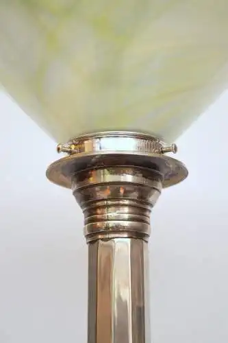 Art Deco Tischleuchte "VICTORY Einzelstück Messinglampe Nickel Unikat