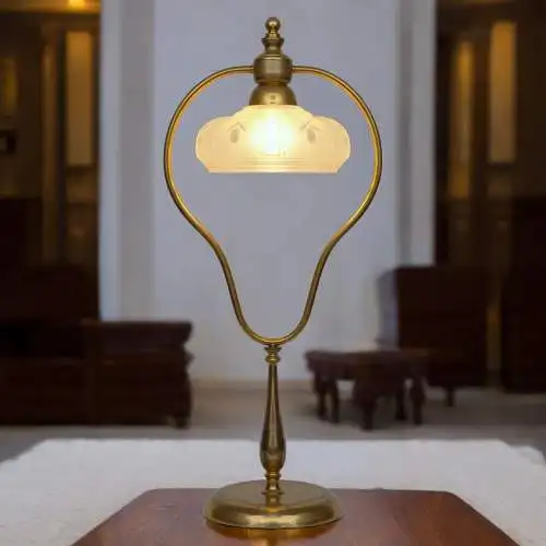 Art Deco Jugendstil Tischleuchte "GOLDEN BOW" Einzelstück Messinglampe Unikat