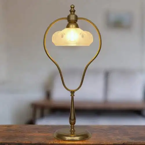 Art Deco Jugendstil Tischleuchte "GOLDEN BOW" Einzelstück Messinglampe Unikat