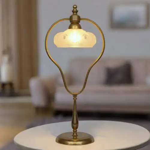 Art Deco Jugendstil Tischleuchte "GOLDEN BOW" Einzelstück Messinglampe Unikat