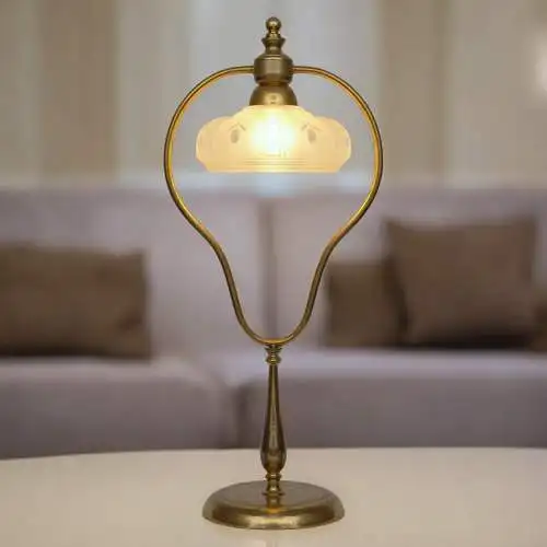 Art Deco Jugendstil Tischleuchte "GOLDEN BOW" Einzelstück Messinglampe Unikat