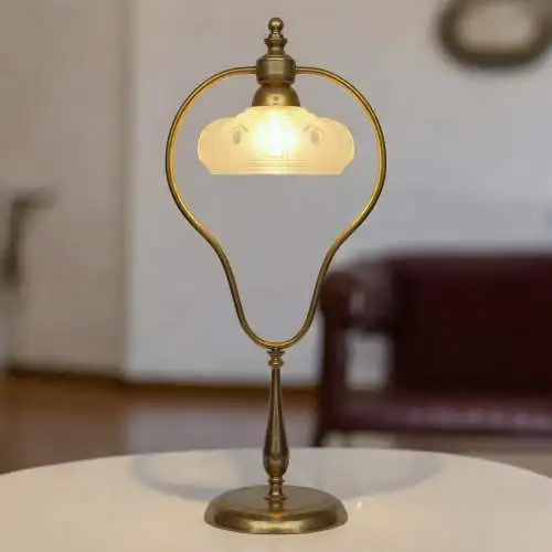 Art Deco Jugendstil Tischleuchte "GOLDEN BOW" Einzelstück Messinglampe Unikat