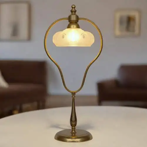 Art Deco Jugendstil Tischleuchte "GOLDEN BOW" Einzelstück Messinglampe Unikat