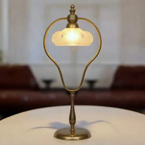 Art Deco Jugendstil Tischleuchte "GOLDEN BOW" Einzelstück Messinglampe Unikat