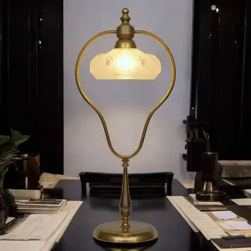 Art Deco Jugendstil Tischleuchte "GOLDEN BOW" Einzelstück Messinglampe Unikat