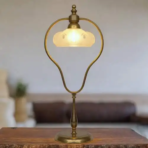 Art Deco Jugendstil Tischleuchte "GOLDEN BOW" Einzelstück Messinglampe Unikat