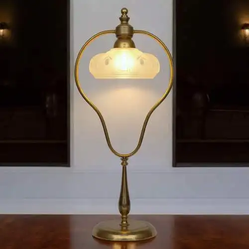 Art Deco Jugendstil Tischleuchte "GOLDEN BOW" Einzelstück Messinglampe Unikat