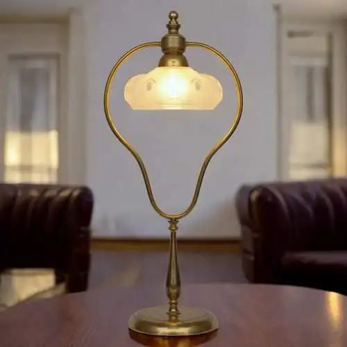 Art Deco Jugendstil Tischleuchte "GOLDEN BOW" Einzelstück Messinglampe Unikat